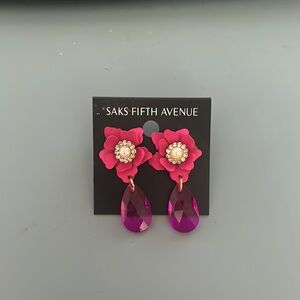Saks Fifth Avenue Pink and magenta  Floral Earrings